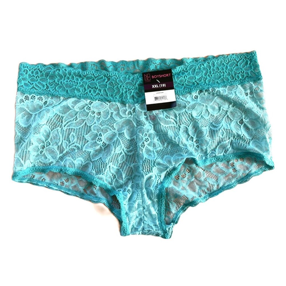 Leaf Lace Boy Shorts Panty No Boundaries Size XXL (19) Blue W233B